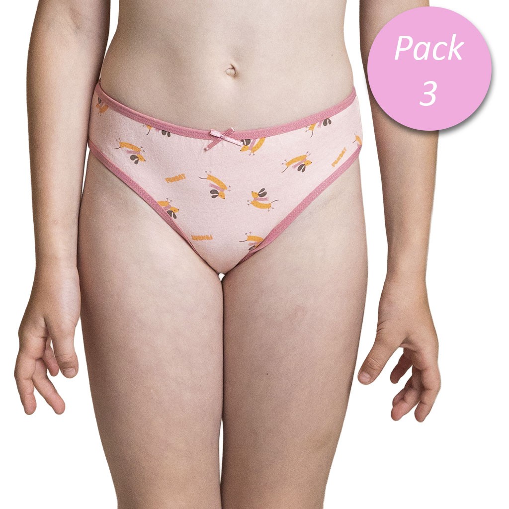 Braga niña algodón pack x 3 blister surtido