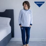 Pijama largo ni&ntilde;o algod&oacute;n rayas