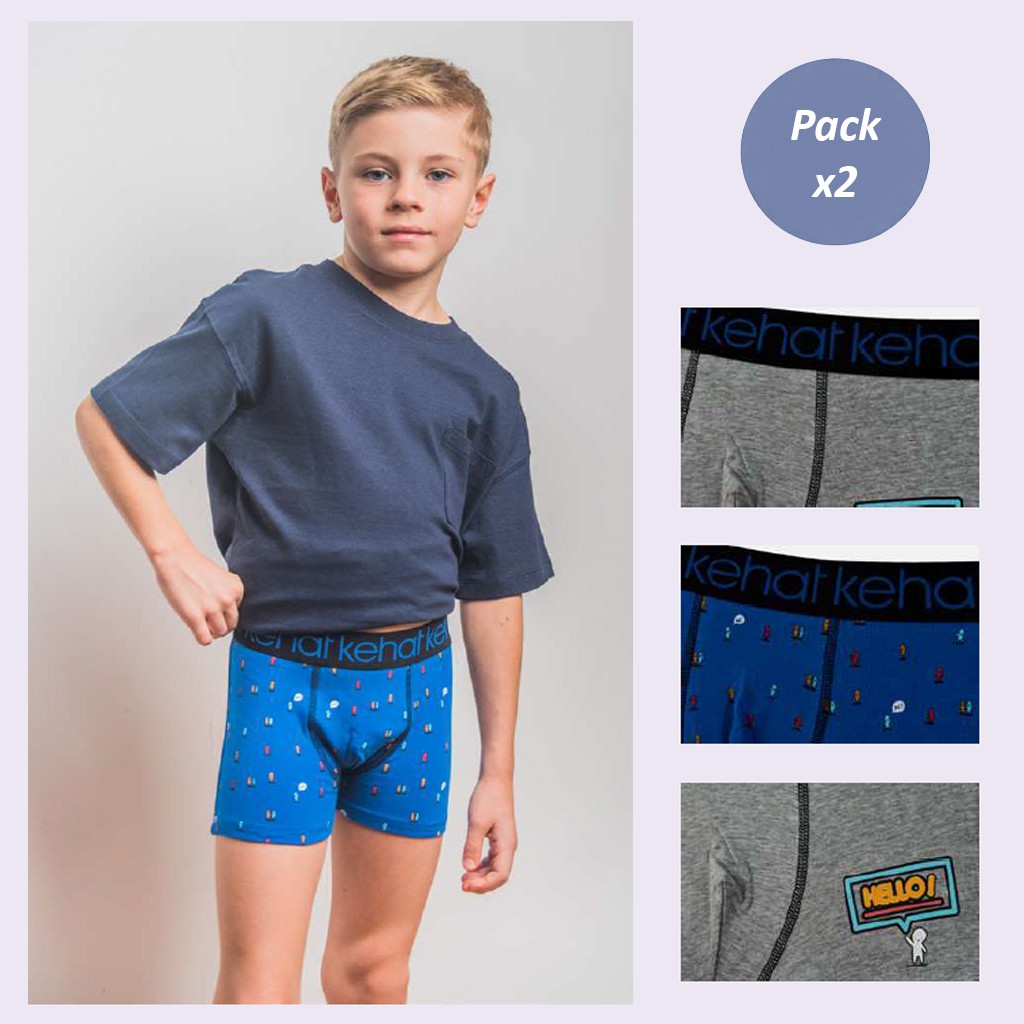 Boxer ni&ntilde;o algod&oacute;n elastico fantasia pack x2 hello