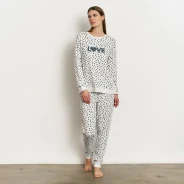Pijama largo mujer estampado corazones