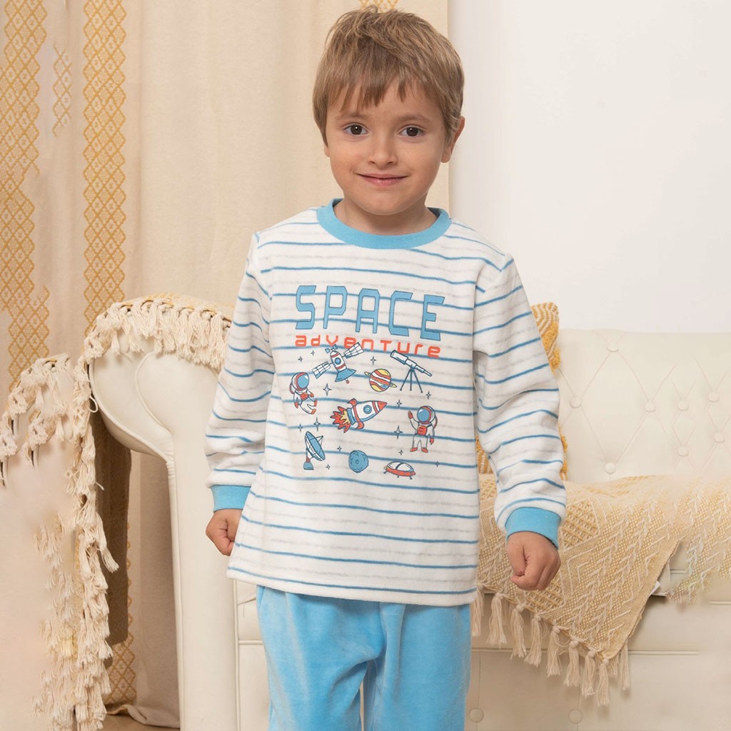 Pijama niño tejido velour a rayas