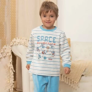 Pijama ni&ntilde;o tejido velour a rayas