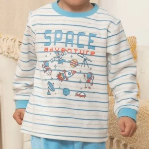 Pijama ni&ntilde;o tejido velour a rayas
