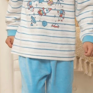 Pijama ni&ntilde;o tejido velour a rayas