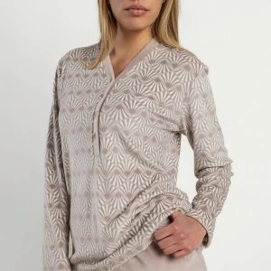 Pijama mujer estampado cuello botones
