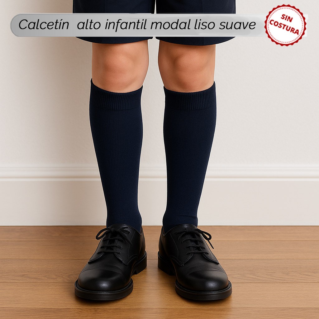 Calcetin infantil alto colegial algodón