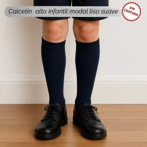 Calcetin infantil alto colegial algod&oacute;n