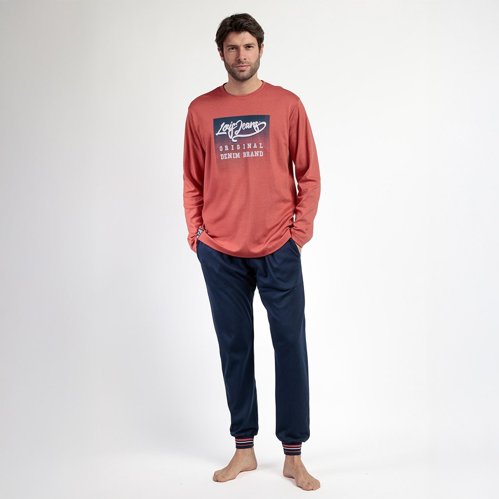 Pijama largo hombre tejido punto