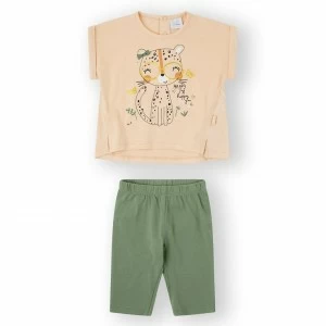 Conjunto algod&oacute;n ni&ntilde;a pantal&oacute;n pirata gatita feliz
