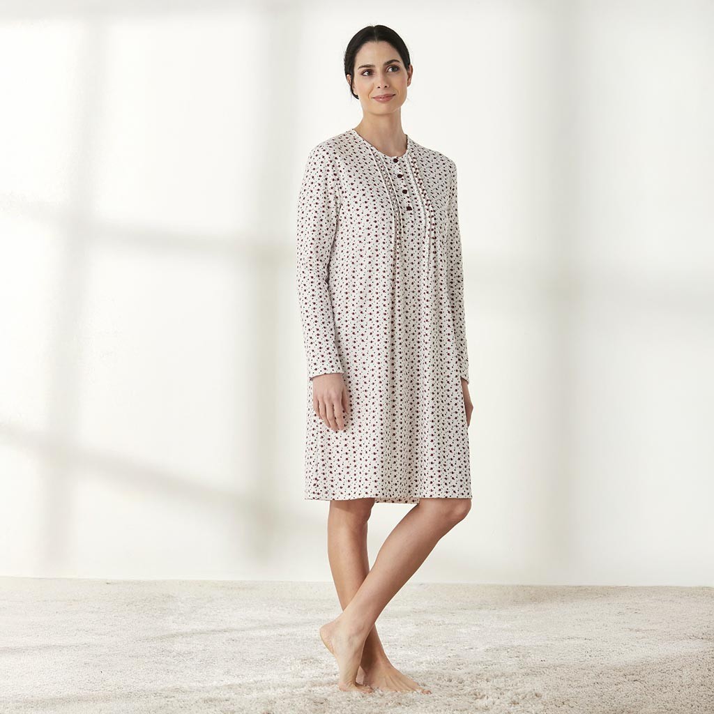 Camisón estampado mujer cuello botones