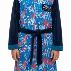 Bata ni&ntilde;o estampada cremallera y cintur&oacute;n