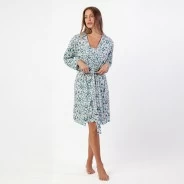Bata cruzada mujer tejido estampado 