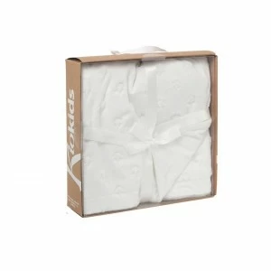 Manta bebe coralina suave extrellas relieve blanca