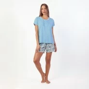 Pijama mujer manga corta cuello botones
