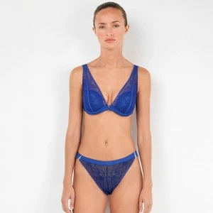 Braga mujer microfibra encaje azul