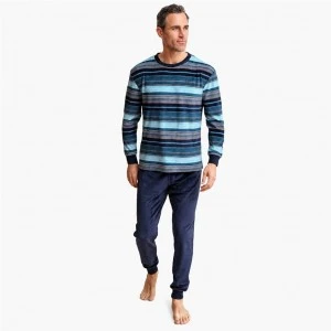 Pijama largo hombre tejido spandex rayas