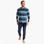Pijama largo hombre tejido spandex rayas