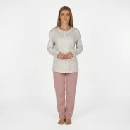 Pijama mujer manga larga cuello botones