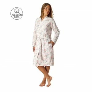 Bata mujer abierta manga larga estampada