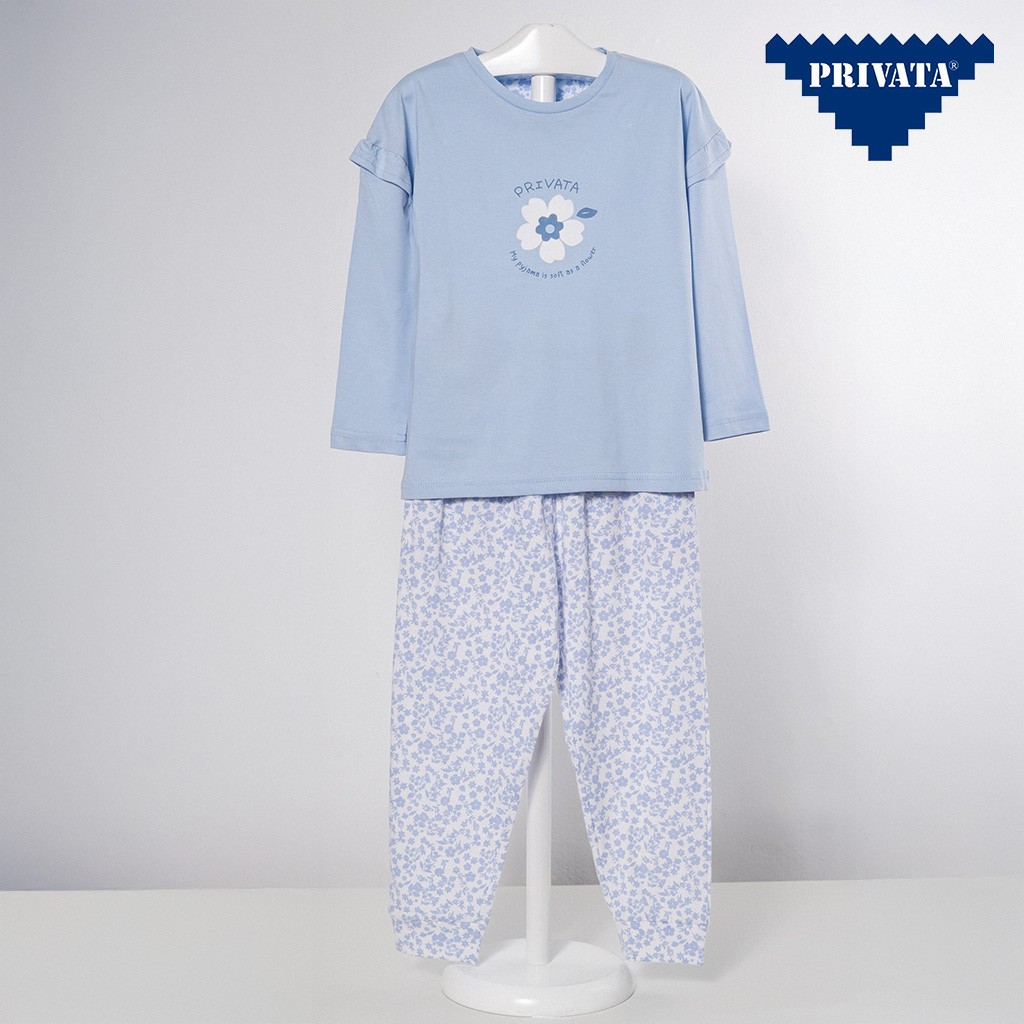 Pijama largo ni&ntilde;a estampado flores