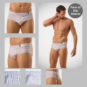 Slip hombre abierto algod&oacute;n pack 2 estampado