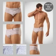 Slip hombre abierto algod&oacute;n pack 2 estampado