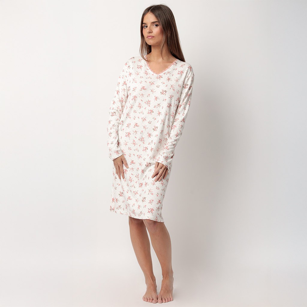 Camisón manga larga mujer estampado