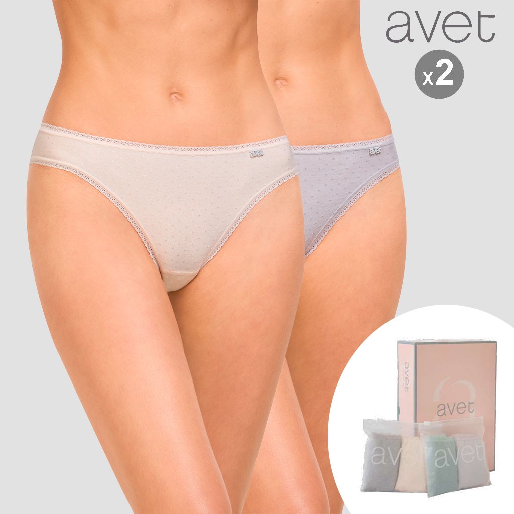 Braga bikini pack x 2 de algodón poliamida topitos