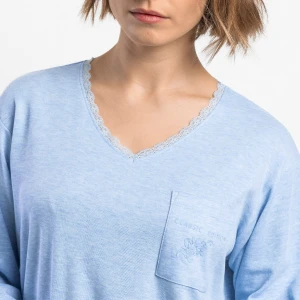 Pijama manga larga mujer cuello pico