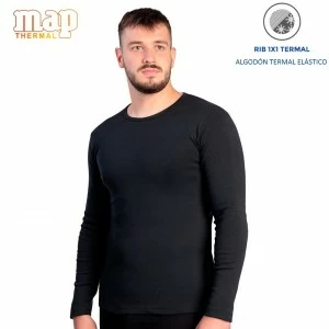 Camiseta termal hombre rib algod&oacute;n elastico