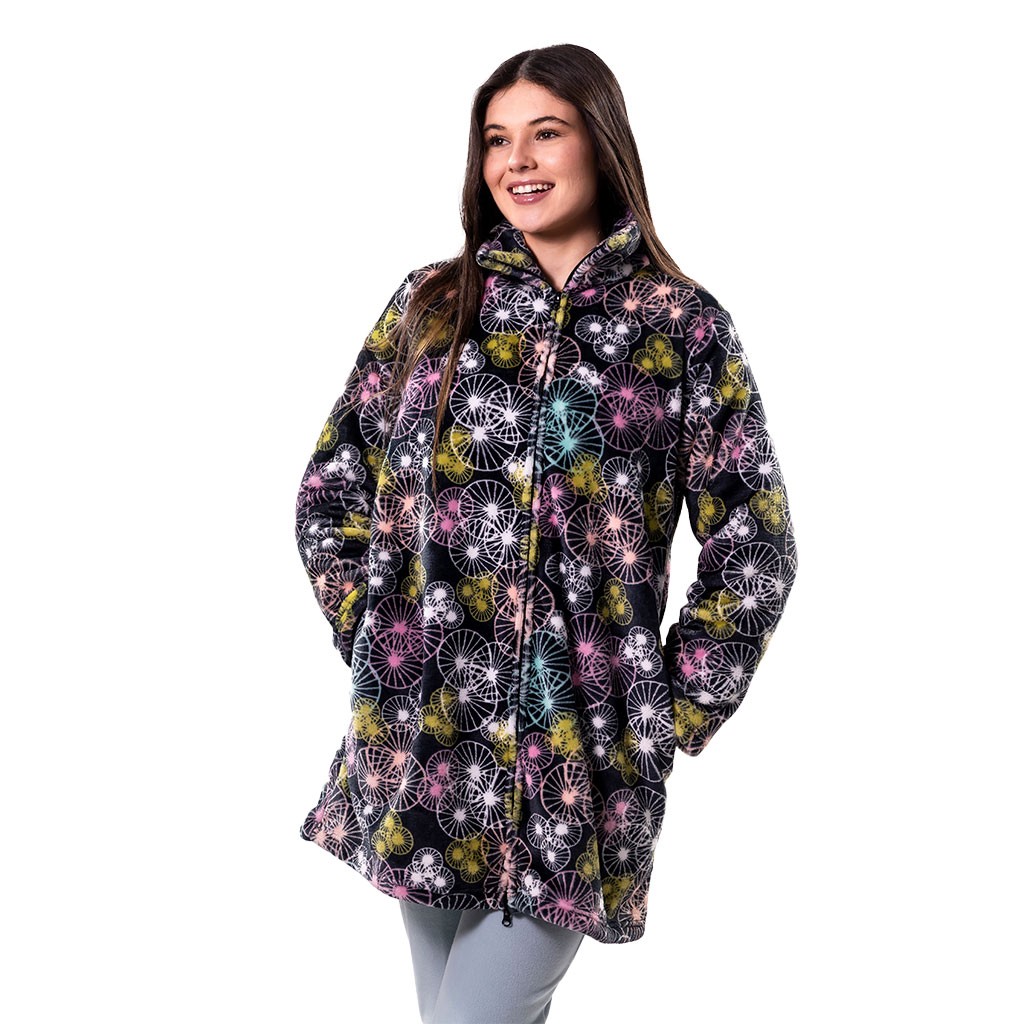 Bata mujer coralina estampada cremallera