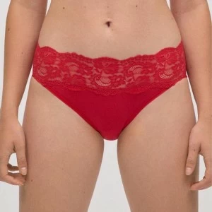 Braga midi mujer de algod&oacute;n y encaje rojo cajita 