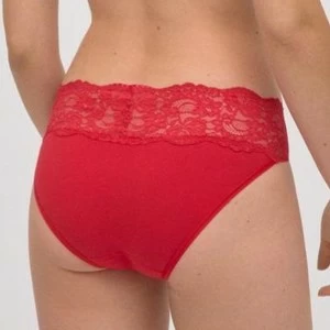 Braga midi mujer de algod&oacute;n y encaje rojo cajita 