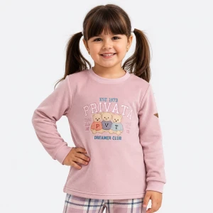 Pijama ni&ntilde;a aterciopelado manga larga