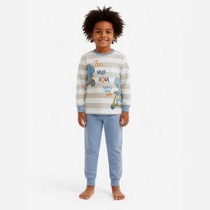 Pijama ni&ntilde;o manga larga algod&oacute;n rayas