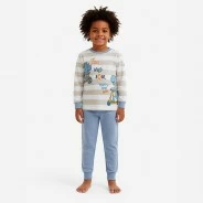 Pijama ni&ntilde;o manga larga algod&oacute;n rayas