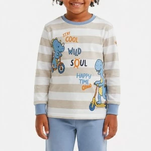 Pijama ni&ntilde;o manga larga algod&oacute;n rayas