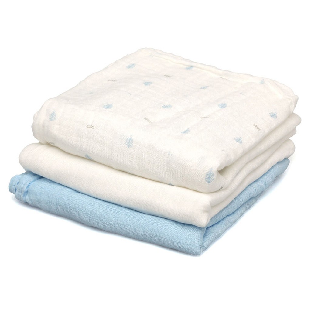 Gasas bebe algod&oacute;n x3 70 x 70 petit moments azul