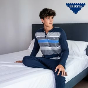 Pijama largo hombre cuello botones