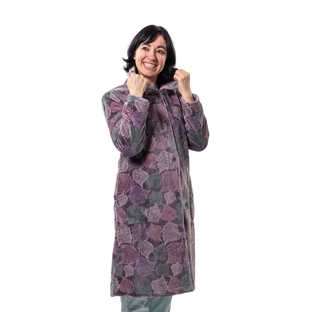 Bata larga mujer estampado hojas