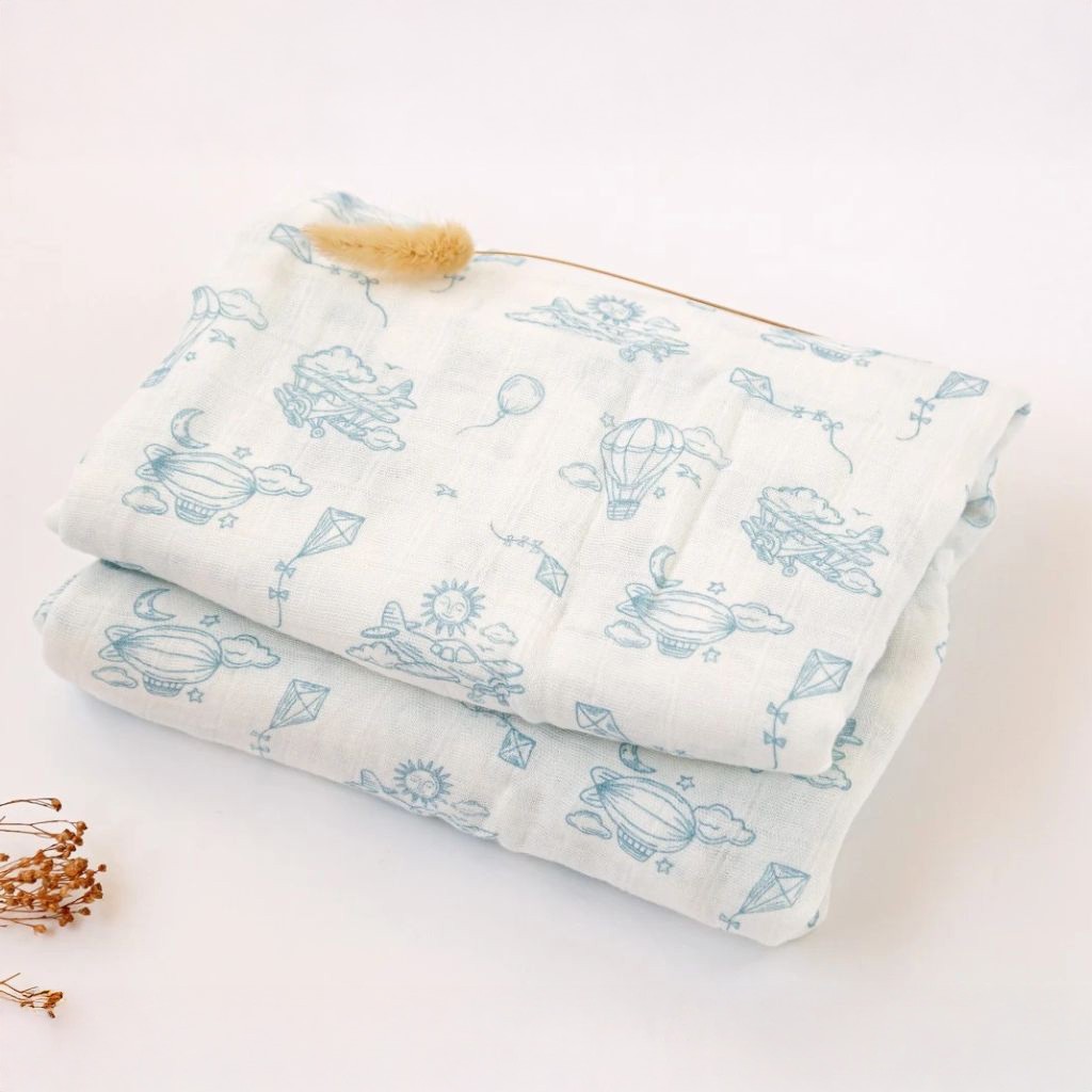 Muselina bambu 120 x 120 coleccion celeste en saco