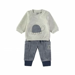 Conjunto beb&eacute; tundosado azul manga larga