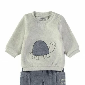 Conjunto beb&eacute; tundosado azul manga larga
