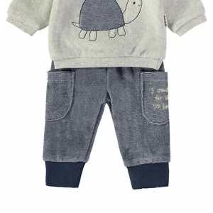 Conjunto beb&eacute; tundosado azul manga larga