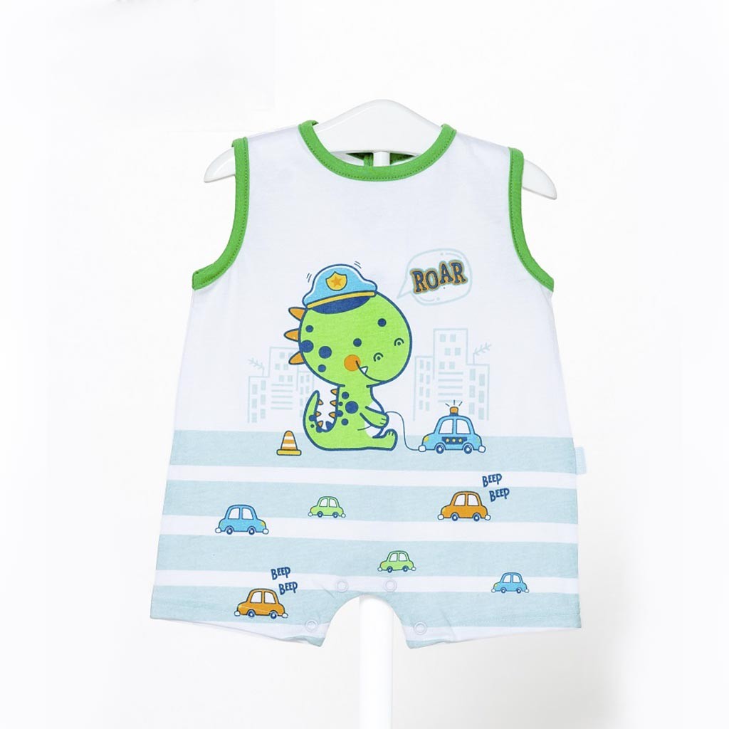 Pelele bebe algodón tirate ancho estampado Dino