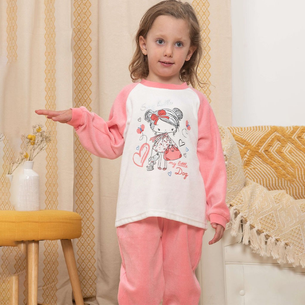 Pijama niña tundosado rosa