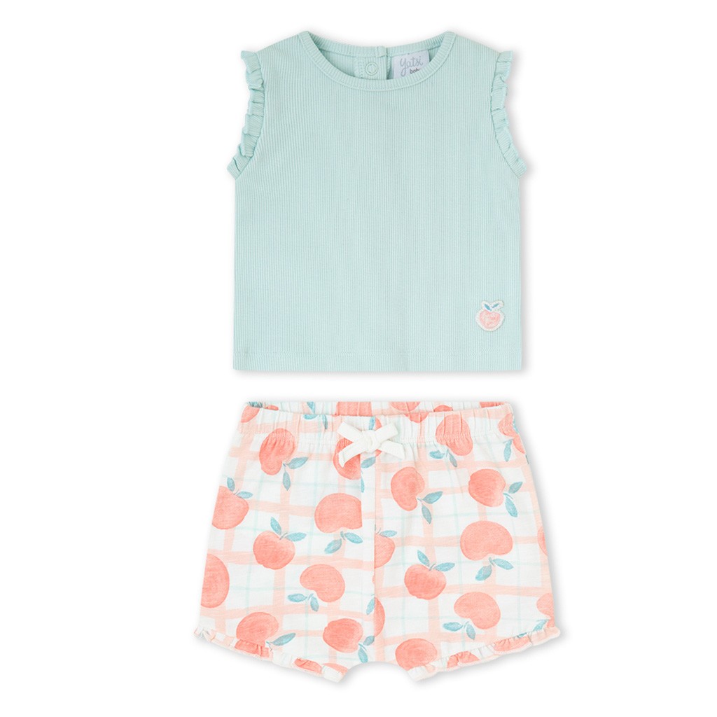 Conjunto corto beb&eacute; tejido algod&oacute;n 