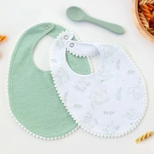 Babero bebe pack 2 unidades rosa con cucharita