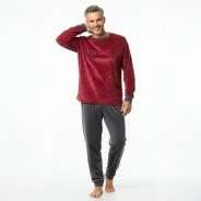 Pijama hombre manga larga estampado geom&eacute;trico