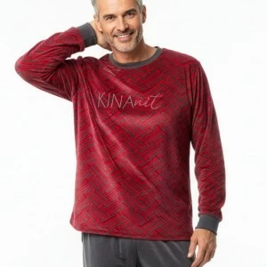 Pijama hombre manga larga estampado geom&eacute;trico